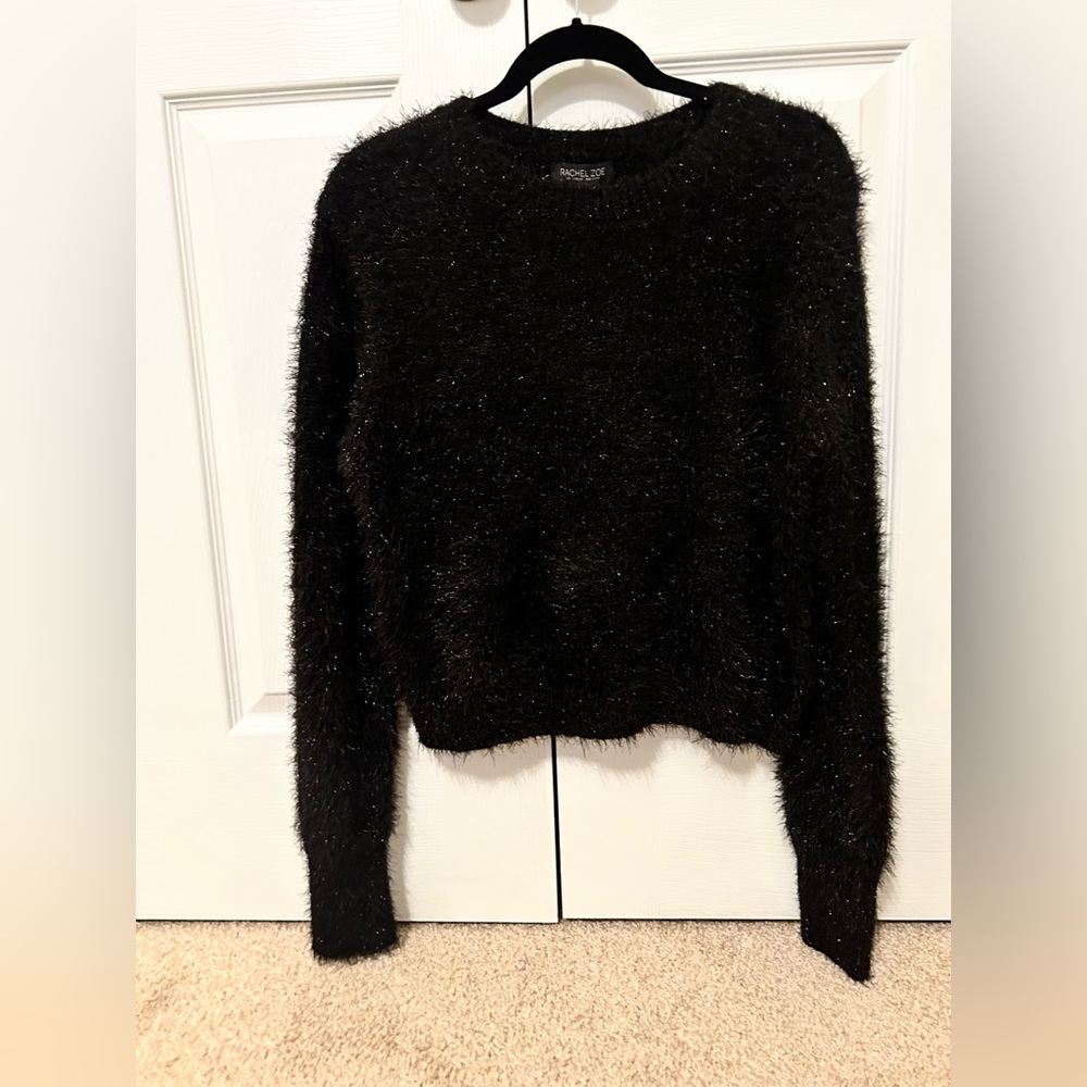 Black Fuzzy Sweater with Silver Highlights